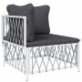 3-teiliges Gartenmöbel-Set mit Kissen aus weißem Stahl von vidaXL, Gartensets - Ref: Foro24-3186814, Preis: 168,98 €, Rabatt: %