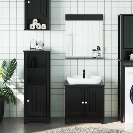 Juego de muebles de baño BERG 3 pzas madera maciza pino negro