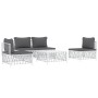 5-teiliges Gartenmöbel-Set und weiße Stahlkissen von vidaXL, Gartensets - Ref: Foro24-3186832, Preis: 344,44 €, Rabatt: %