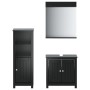 Juego de muebles de baño BERG 3 pzas madera maciza pino negro