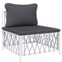 5-teiliges Gartenmöbel-Set und weiße Stahlkissen von vidaXL, Gartensets - Ref: Foro24-3186832, Preis: 344,44 €, Rabatt: %