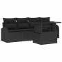 Conjunto de sofá de jardín con cojín 5 pcs Negro Poliratán