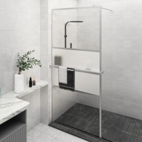 Mampara ducha con estante vidrio ESG y aluminio cromo 100x195cm