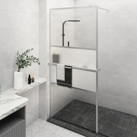Shower screen with ESG glass shelf and chrome aluminum 100x195cm by vidaXL, Shower walls and screens - Ref: Foro24-3185500, P...
