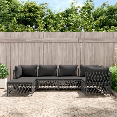 6-piece garden furniture set with anthracite steel cushions by vidaXL, Garden sets - Ref: Foro24-3186893, Price: 512,36 €, Di...
