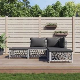4-teiliges Gartenmöbel-Set und weiße Stahlkissen von vidaXL, Gartensets - Ref: Foro24-3186848, Preis: 212,91 €, Rabatt: %