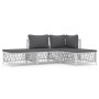 4-teiliges Gartenmöbel-Set und weiße Stahlkissen von vidaXL, Gartensets - Ref: Foro24-3186848, Preis: 215,73 €, Rabatt: %