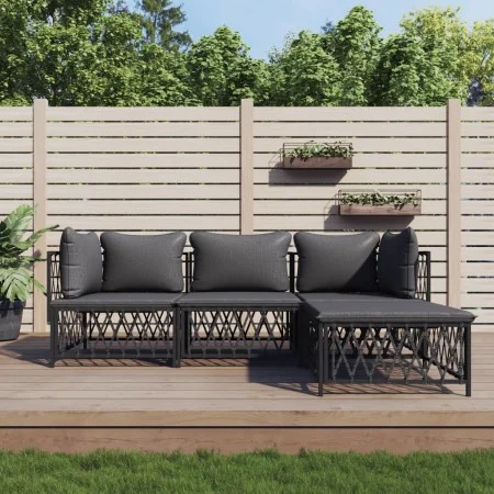 Gartenmöbel-Set 4-teilig und anthrazitgraue Stahlkissen von vidaXL, Gartensets - Ref: Foro24-3186861, Preis: 326,39 €, Rabatt: %