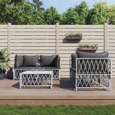 5-piece garden furniture set and white steel cushions by vidaXL, Garden sets - Ref: Foro24-3186824, Price: 288,09 €, Discount: %