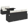 Conjunto de sofá de jardín con cojín 6 pcs Negro Poliratán