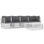5-piece garden furniture set and white steel cushions by vidaXL, Garden sets - Ref: Foro24-3186822, Price: 318,25 €, Discount: %