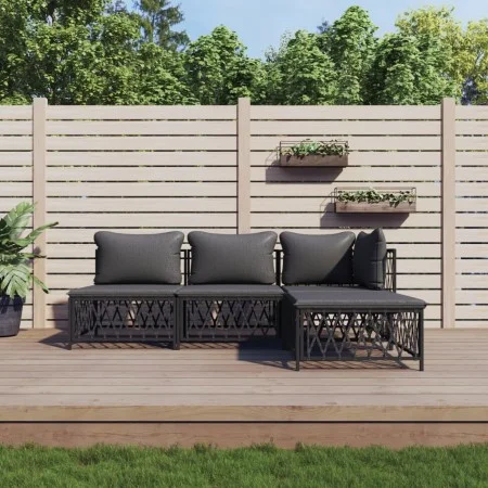 Gartenmöbel-Set 4-teilig und anthrazitgraue Stahlkissen von vidaXL, Gartensets - Ref: Foro24-3186853, Preis: 325,97 €, Rabatt: %