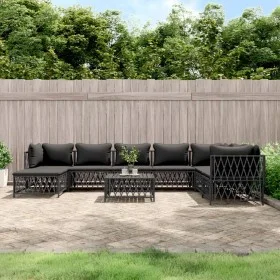 9-teiliges Gartenmöbel-Set mit anthrazitfarbenen Stahlkissen von vidaXL, Gartensets - Ref: Foro24-3186915, Preis: 781,48 €, R...