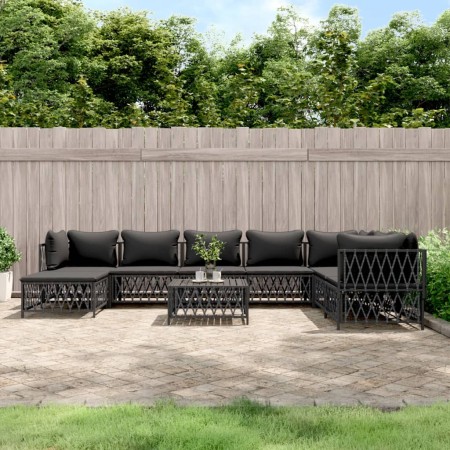 9-teiliges Gartenmöbel-Set mit anthrazitfarbenen Stahlkissen von vidaXL, Gartensets - Ref: Foro24-3186915, Preis: 804,70 €, R...