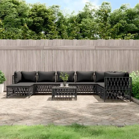 Juego de muebles de jardín 9 pzas con cojines acero antracita de vidaXL, Conjuntos de jardín - Ref: Foro24-3186915, Precio: 7...