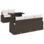 Conjunto de sofá de jardín con cojín 6 pcs Marrón Poliratán