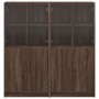 Estantería con puertas madera marrón roble 136x37x142 cm