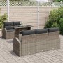 Conjunto de sofá de jardín con cojín 6 pcs Gris Poliratán