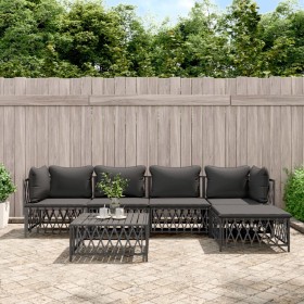 6-piece garden furniture set with anthracite grey steel cushions by vidaXL, Garden sets - Ref: Foro24-3186867, Price: 476,47 ...