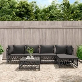 6-piece garden furniture set with anthracite grey steel cushions by vidaXL, Garden sets - Ref: Foro24-3186867, Price: 462,95 ...