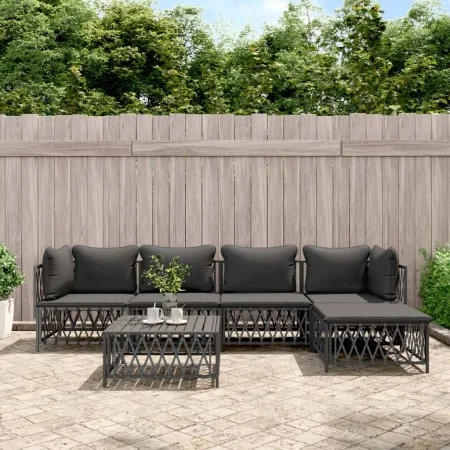 Gartenmöbel-Set 6-teilig und Kissen anthrazitgrauer Stahl von vidaXL, Gartensets - Ref: Foro24-3186867, Preis: 469,94 €, Raba...