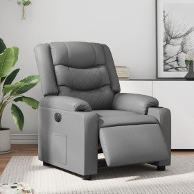 Sillón reclinable eléctrico de cuero sintético gris Sillón reclinable eléctrico de cuero sintético gris