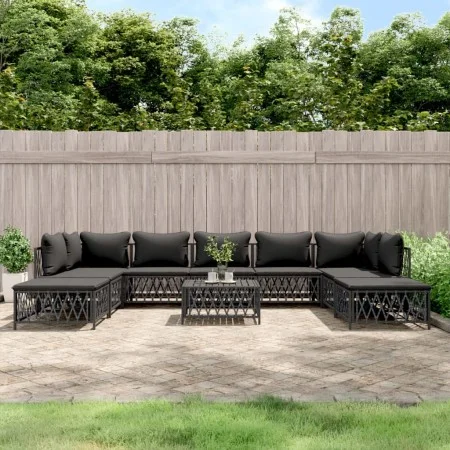 Gartenmöbel-Set 10-teilig und anthrazitgraue Stahlkissen von vidaXL, Gartensets - Ref: Foro24-3186927, Preis: 838,70 €, Rabat...
