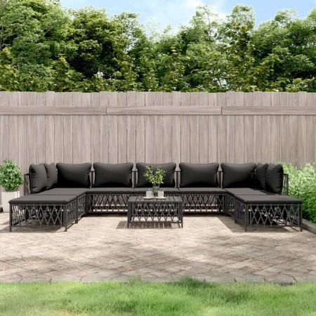 Gartenmöbel-Set 10-teilig und anthrazitgraue Stahlkissen von vidaXL, Gartensets - Ref: Foro24-3186927, Preis: 864,05 €, Rabat...