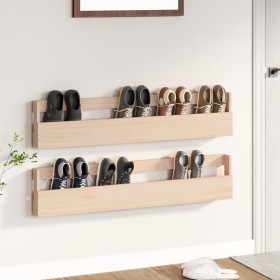 Estantes para zapatos de pared 2 uds madera de pino 110x9x23 cm