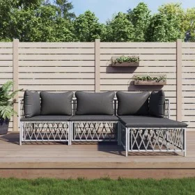 4-teiliges Gartenmöbel-Set und weiße Stahlkissen von vidaXL, Gartensets - Ref: Foro24-3186860, Preis: 236,62 €, Rabatt: %