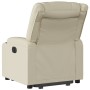 Sillón reclinable elevable cuero artificial color crema