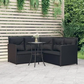 Set de sofás en forma de L 2 pzas cojines ratán sintético negro by vidaXL, Garden sets - Ref: Foro24-319657, Price: 291,90 €,...