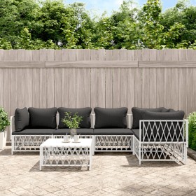 Juego de muebles de jardín 6 piezas con cojines acero blanco de vidaXL, Conjuntos de jardín - Ref: Foro24-3186874, Precio: 38...