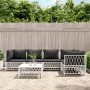 Juego de muebles de jardín 6 piezas con cojines acero blanco de vidaXL, Conjuntos de jardín - Ref: Foro24-3186874, Precio: 38...