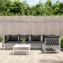 Juego de muebles de jardín 6 piezas con cojines acero blanco de vidaXL, Conjuntos de jardín - Ref: Foro24-3186874, Precio: 37...