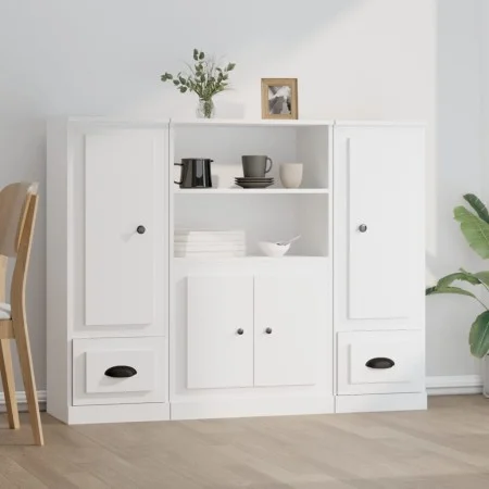 Hohe Sideboards, 3 Stück, weißes Sperrholz von vidaXL, Sideboards - Ref: Foro24-3185311, Preis: 219,12 €, Rabatt: %