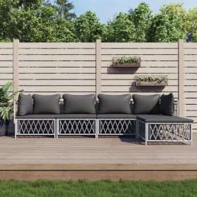 5-piece garden furniture set and white steel cushions by vidaXL, Garden sets - Ref: Foro24-3186856, Price: 321,61 €, Discount: %