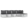 5-teiliges Gartenmöbel-Set und weiße Stahlkissen von vidaXL, Gartensets - Ref: Foro24-3186856, Preis: 327,34 €, Rabatt: %
