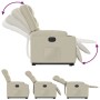 Sillón reclinable elevable eléctrico de cuero sintético crema