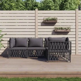 Garden furniture set 4 pieces and anthracite gray steel cushions by vidaXL, Garden sets - Ref: Foro24-3186869, Price: 360,86 ...