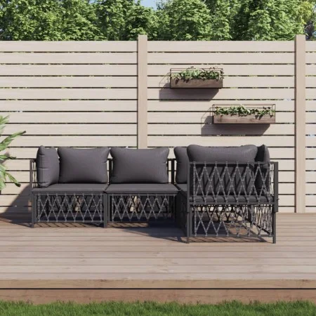 Garden furniture set 4 pieces and anthracite gray steel cushions by vidaXL, Garden sets - Ref: Foro24-3186869, Price: 360,86 ...