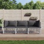 3-teiliges Gartenmöbel-Set mit Kissen aus weißem Stahl von vidaXL, Gartensets - Ref: Foro24-3186816, Preis: 200,74 €, Rabatt: %