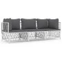 3-piece garden furniture set with cushions white steel by vidaXL, Garden sets - Ref: Foro24-3186816, Price: 198,27 €, Discoun...