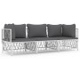 3-teiliges Gartenmöbel-Set mit Kissen aus weißem Stahl von vidaXL, Gartensets - Ref: Foro24-3186816, Preis: 200,74 €, Rabatt: %