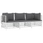 3-teiliges Gartenmöbel-Set mit Kissen aus weißem Stahl von vidaXL, Gartensets - Ref: Foro24-3186816, Preis: 200,74 €, Rabatt: %