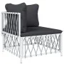 6-teiliges Gartenmöbel-Set mit Kissen aus weißem Stahl von vidaXL, Gartensets - Ref: Foro24-3186880, Preis: 324,22 €, Rabatt: %