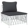 6-teiliges Gartenmöbel-Set mit Kissen aus weißem Stahl von vidaXL, Gartensets - Ref: Foro24-3186880, Preis: 324,22 €, Rabatt: %