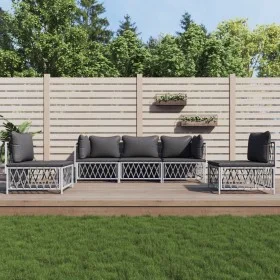 5-teiliges Gartenmöbel-Set und Kissen aus weißem Stahl von vidaXL, Gartensets - Ref: Foro24-3186838, Preis: 345,30 €, Rabatt: %