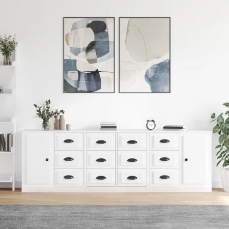 Sideboards 3 Einheiten aus glänzend weißem Sperrholz von vidaXL, Sideboards - Ref: Foro24-3185289, Preis: 261,54 €, Rabatt: %