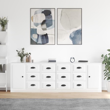 Sideboards 3 Einheiten aus glänzend weißem Sperrholz von vidaXL, Sideboards - Ref: Foro24-3185289, Preis: 265,89 €, Rabatt: %
